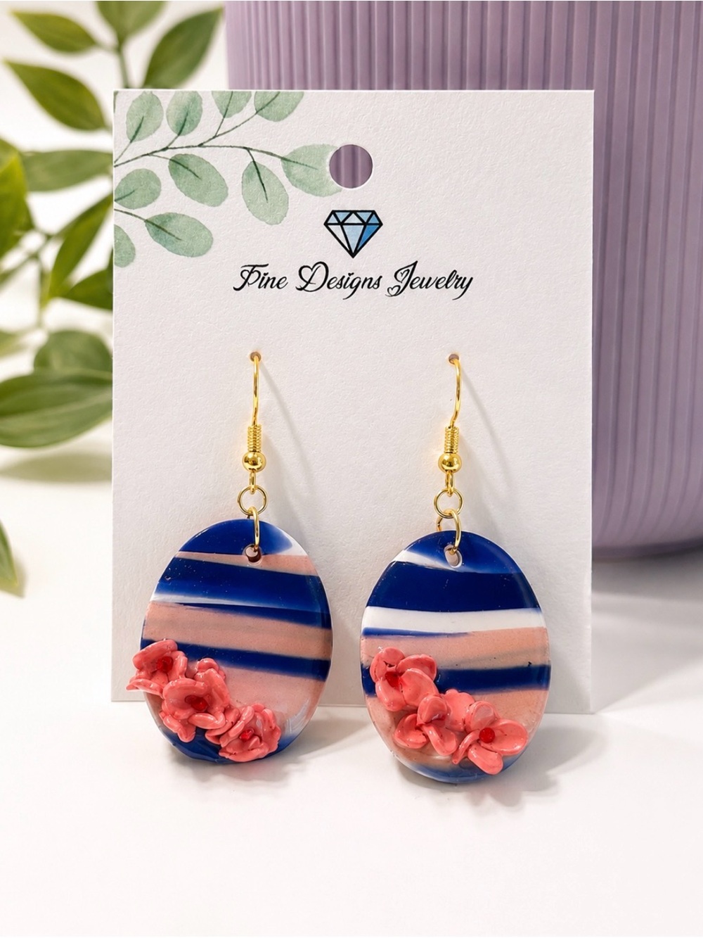 Red, White, and Flower Earrings